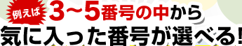例えば3～5番号の中から気に入った番号が選べる！