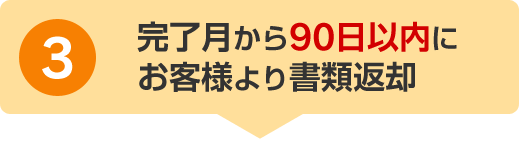 3.完了月から90日以内にお客様より書類返却