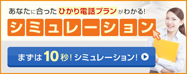 あなたに合ったひかり電話プランがわかる!シミュレーション まずは10秒!シミュレーション!